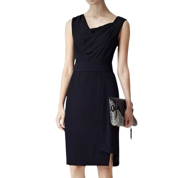 Reiss Shari Shift Dress Size US 6 Fuchsia Faux Wrap Asymetrical Sheath Belted - Picture 9 of 9